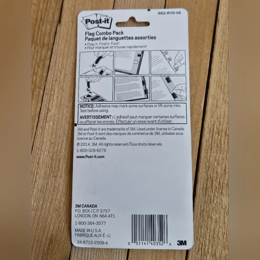 NIB - POST-IT FLAG COMBO PACK - 3 PACKS - 682-RYG - 960 LABELS - 3M